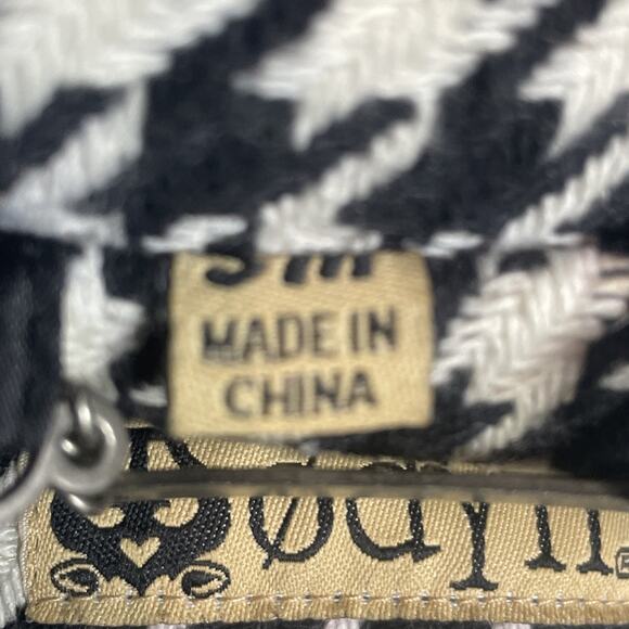 Odyn Womens SM Coat Black White Houndstooth Jacket Wool Blend Retro Glam Classic - Picture 7 of 9